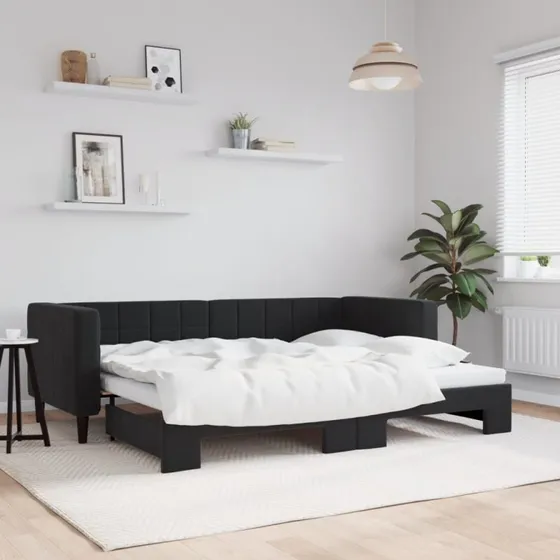 Daybed med udtræk 80x200 cm i sort velour