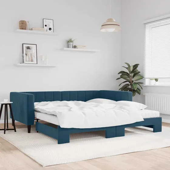 Daybed med udtrk 100x200 cm i bl velour