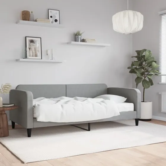 Daybed med madras 90x200 cm - lysegrå stof