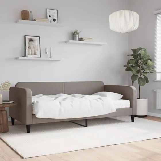 Daybed 90x200 cm med madras – stof gråbrun