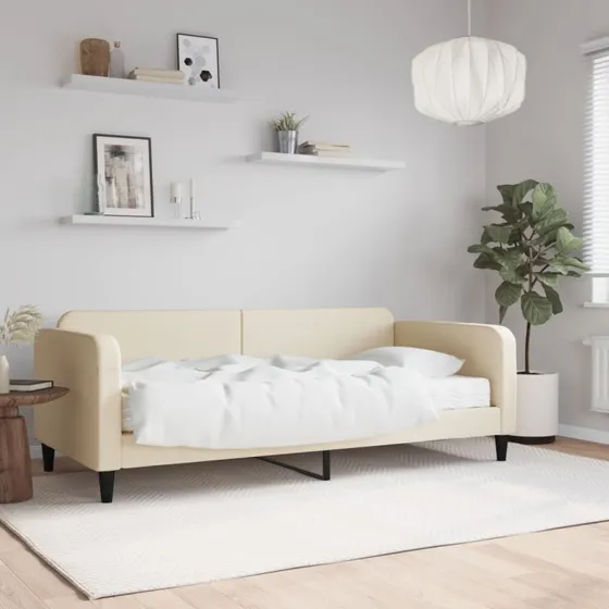 Daybed med madras 90x200 cm - creme stof