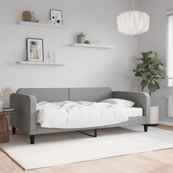 Daybed med madras 100x200 cm - Lysegrå stof