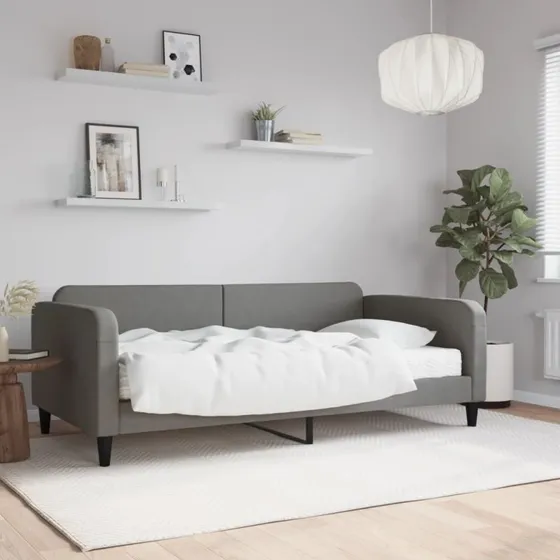 Daybed 100x200 cm med madras - mørkegrå stof