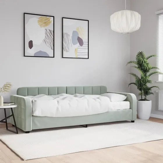 Daybed med madras 80x200 cm velour lysegrå