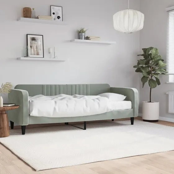 Daybed 2-i-1 med madras 80x200 cm - lysegrå velour