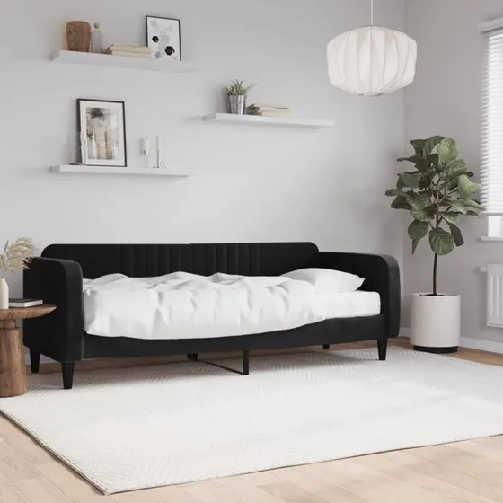 Daybed med madras 80x200 cm – velour sort
