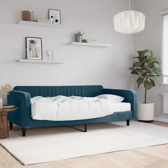 Daybed 100x200 cm med skummadras – blå velour