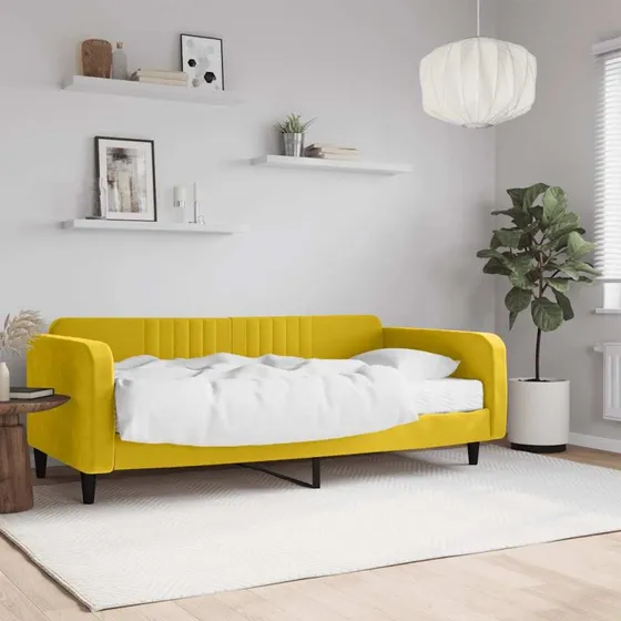Daybed med madras 100x200 cm i gul velour