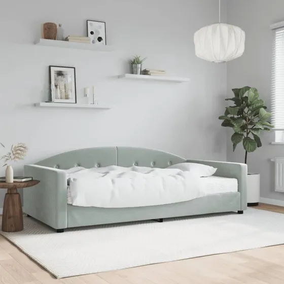 Daybed med madras 100x200 cm velour lysegrå