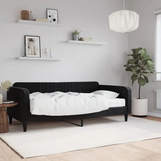Daybed med madras 90x190 cm i sort velour