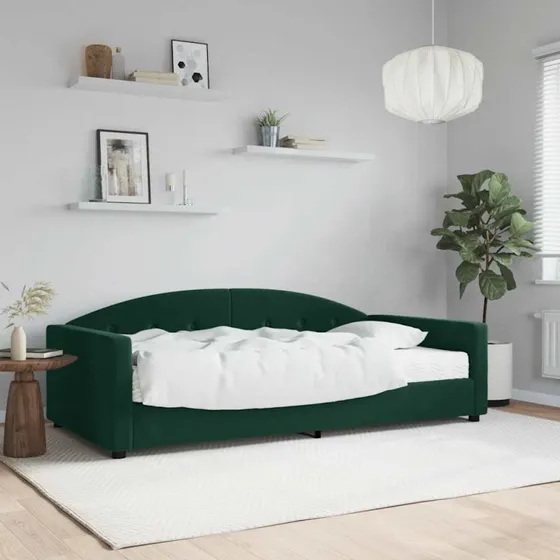 Daybed 2-i-1 med madras 100x200 cm - mørkegrøn velour