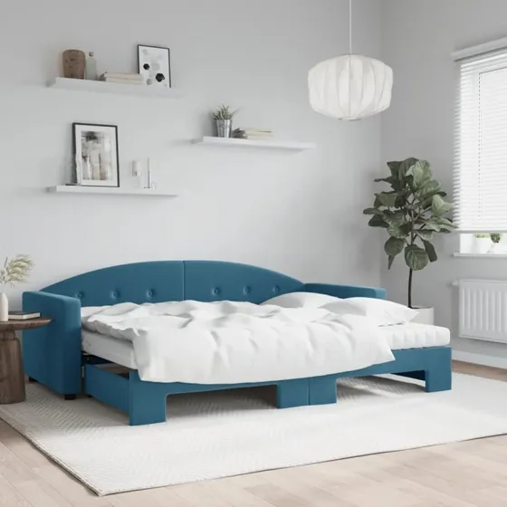 Daybed med udtrk og madras 80x200 cm - Bl velour
