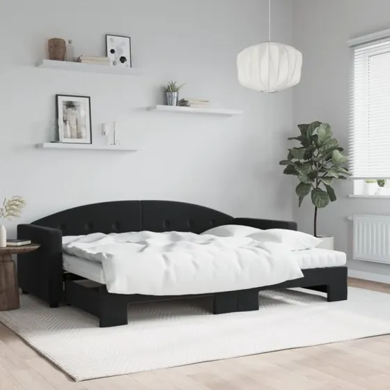 Daybed med udtræk 80x200 cm i sort velour