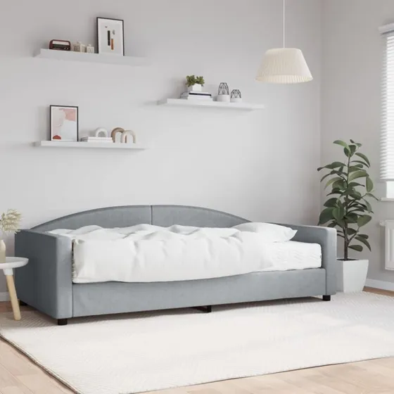 Daybed med skummadras 100x200 cm - lysegråt stof