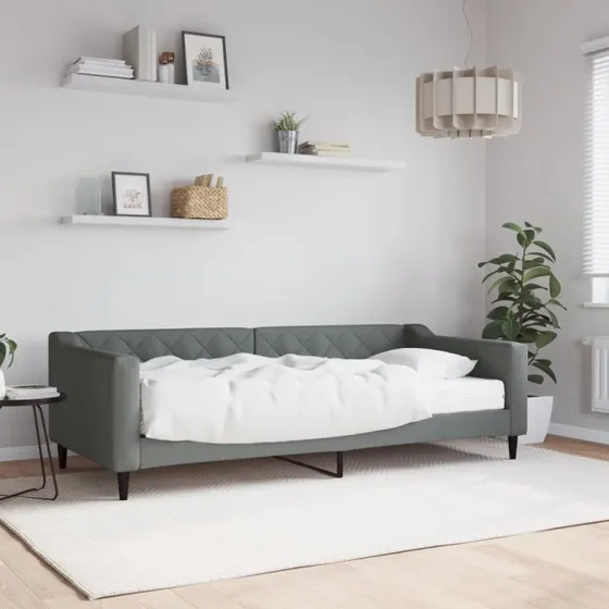 Daybed 90x200 med madras - mrkegr stof