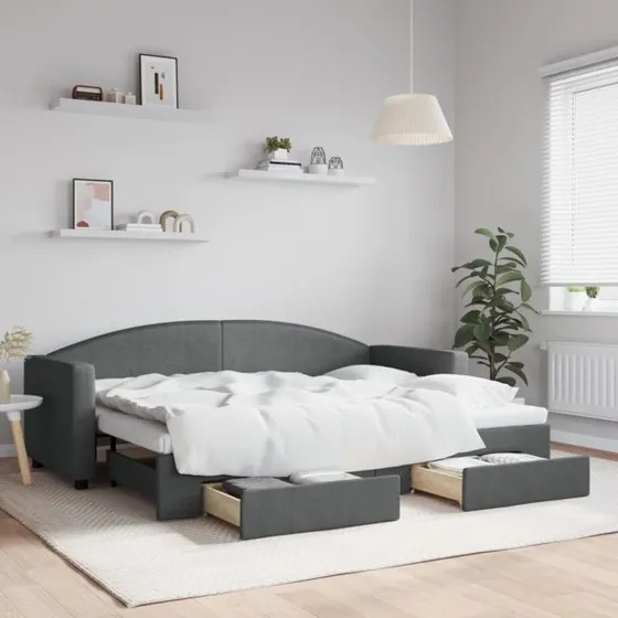 Daybed med udtrk & skuffer 80x200 cm mrkegr