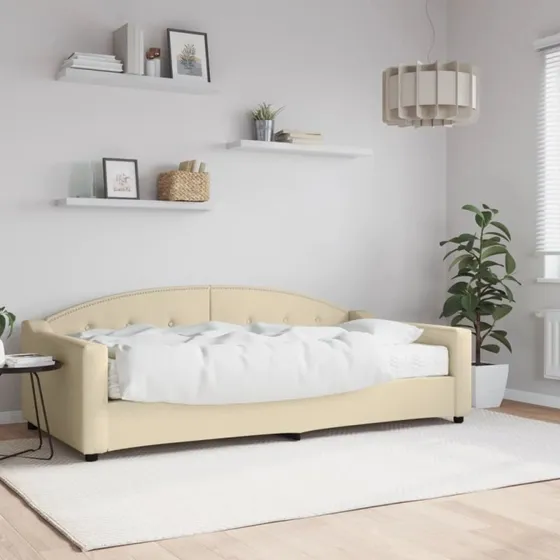 Daybed med madras 100x200 cm - creme stof