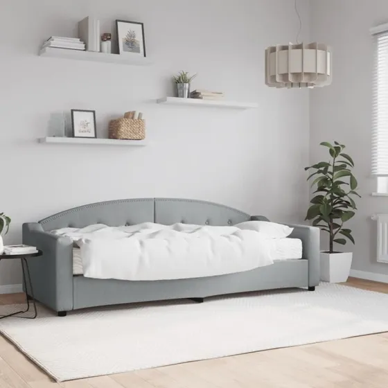 Daybed med madras 80x200 cm - lysegrå stof