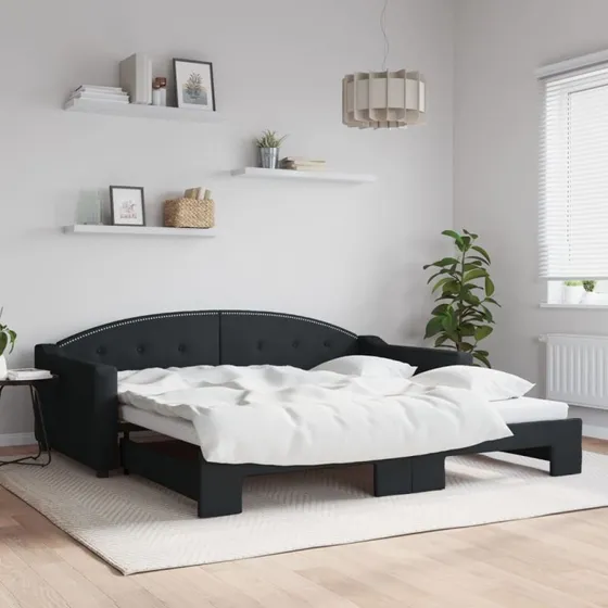 Daybed med udtræk 100x200 cm i sort stof