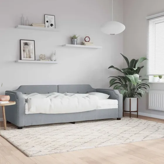 Daybed 80x200 cm med skummadras - lysegr stof