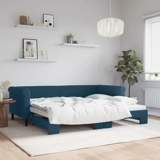 Daybed med udtrk 90x200 cm velour bl