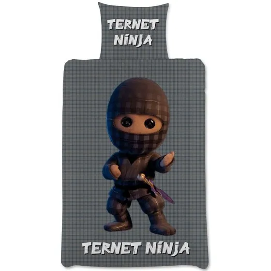 Ternet Ninja sengetøj 140x200 cm - 100% bomuld, grå