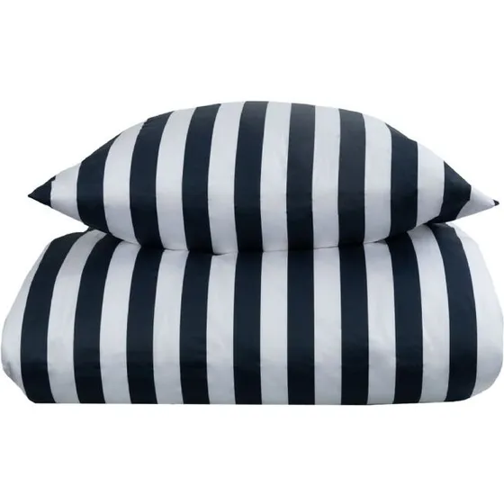 By Night Nordic Stripe sengest 140x220 cm  bomuldssatin bl/hvid