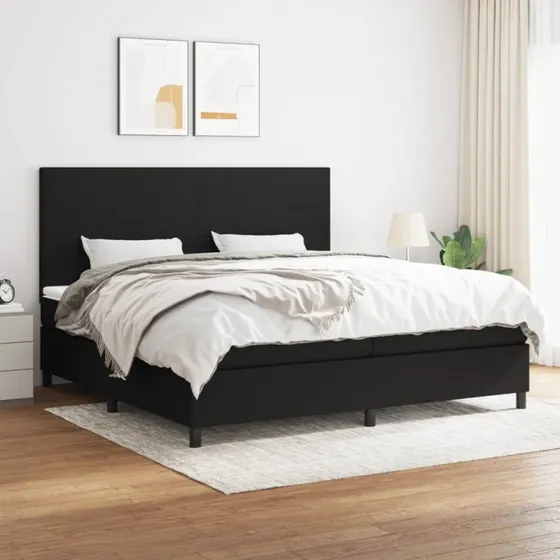 Kontinentalseng 200x200 cm med pocketmadras, sort stof