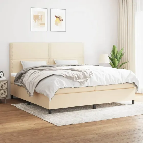 Kontinentalseng 200x200 cm med pocketmadras – creme