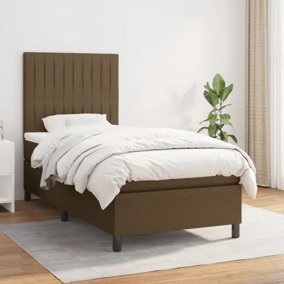 Kontinentalseng 80x200 cm med pocketmadras - mørkebrun