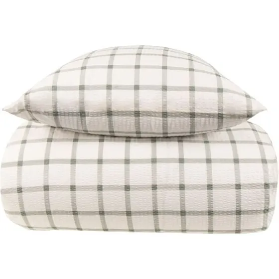 By Night Bæk & Bølge Check Green sengesæt 140x200 cm - 100% bomuldskrepp