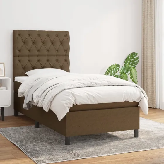 Kontinentalseng 80x200 cm med pocketmadras - mørkebrun