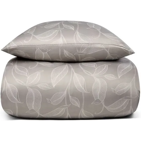 IN Style satin sengetøj 140x220 cm, sand med bladprint