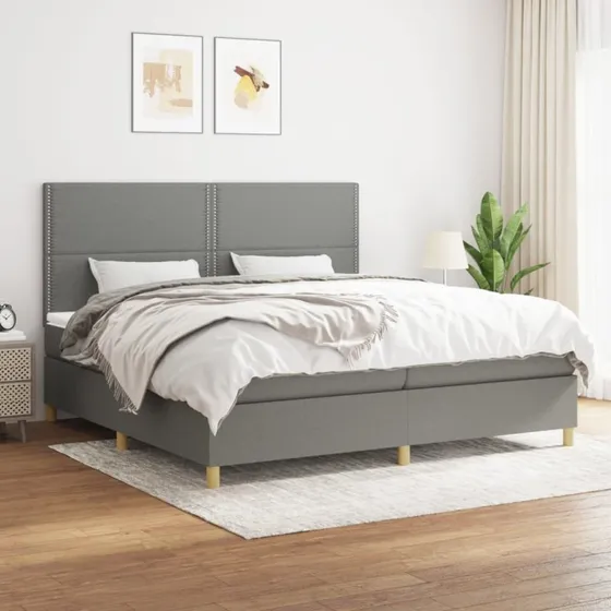 Kontinentalseng 200x200 cm mørkegrå med pocketmadras