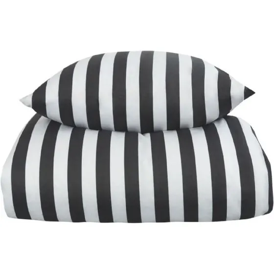 By Night Stribet sengetøj 150x210 cm - Nordic Stripe, mørkegrå/hvid