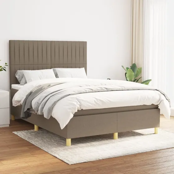 Kontinentalseng 140x200 cm med pocketmadras - gråbrun