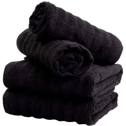 Borg Living badehåndklæder 2 stk 70x140 cm - Sort, 100% kæmmet bomuld