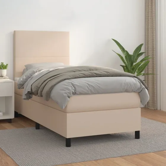 Kontinentalseng 80x200 cm kunstlæder cappuccino