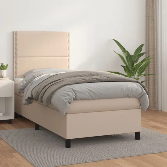 Kontinentalseng 90x190 cm cappuccino kunstlæder