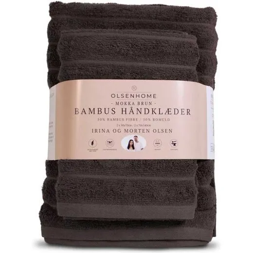 Olsen Home Bambus håndklædesæt 4 stk, Mokka Brun