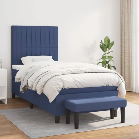 Kontinentalseng med madras 80x200 cm - Blåt stof