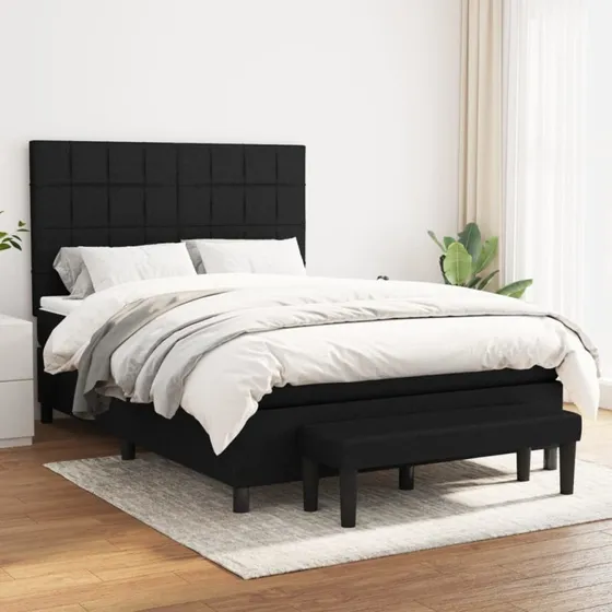 Kontinentalseng 140x200 cm i sort stof med pocketmadras