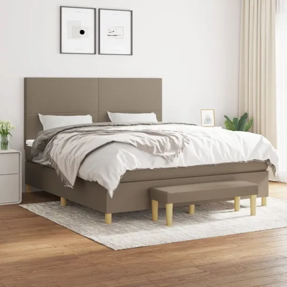 Kontinentalseng 160x200 cm med pocketmadras – gråbrun