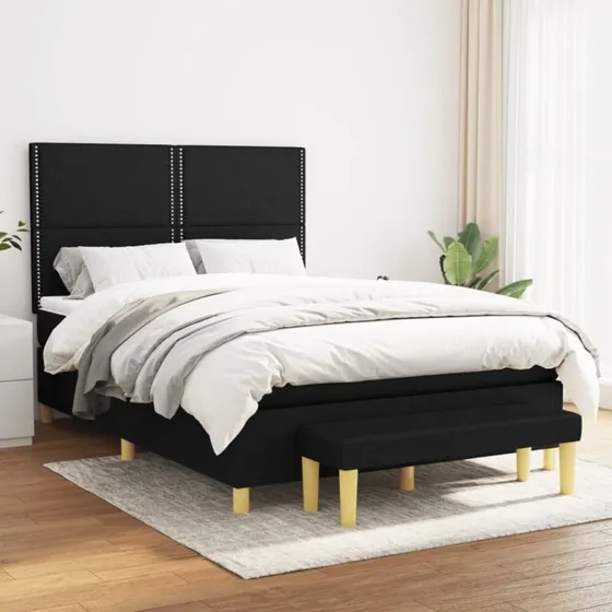 Kontinentalseng 140x200 cm i sort stof med pocketmadras