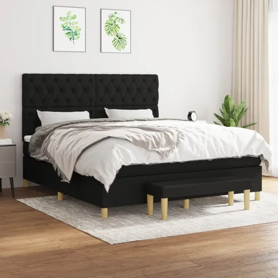 Kontinentalseng 160x200 cm med pocketmadras, sort stof