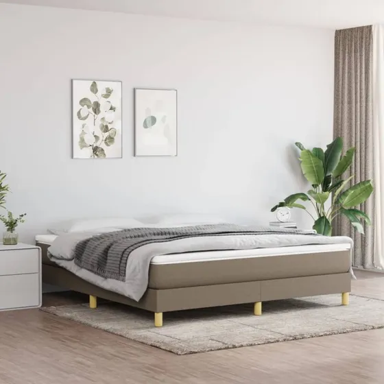 Kontinentalseng 160x200 med pocketmadras – gråbrun stof