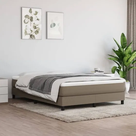 Kontinentalseng 160x200 med pocketmadras – gråbrun stof