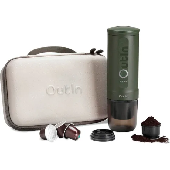 Outin Nano Forest Green – bærbar espressomaskine m. etui