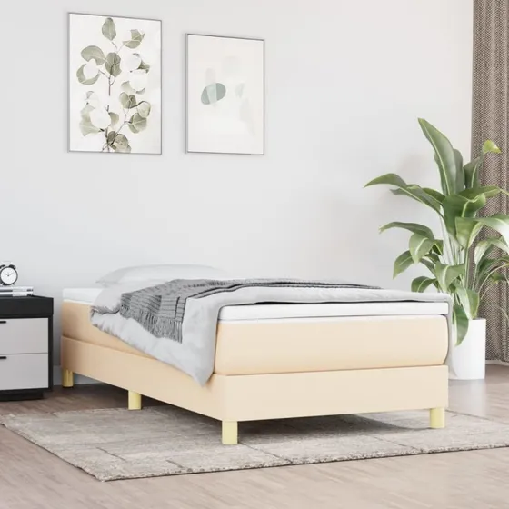 Kontinentalseng 90x200 cm - creme stof med pocketmadras