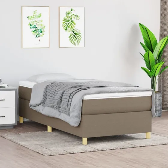 Kontinentalseng 100x200 cm stof gråbrun med pocketmadras